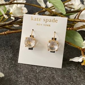 KATE SPADE NWT Clear Gold Round Gumdrop Earrings